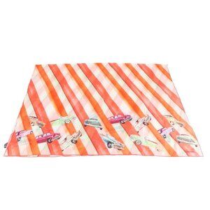 Chanel Tagged Border Classic Car All Over Pattern Scarf Cotton Shawl